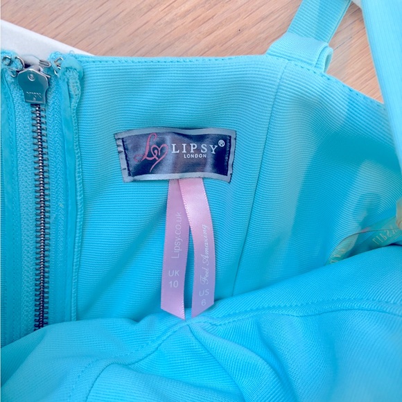 GORGEOUS LIPSY SEA-FOAM GREEN PEPLUM PETAL DRESS US 6 - Picture 3 of 5